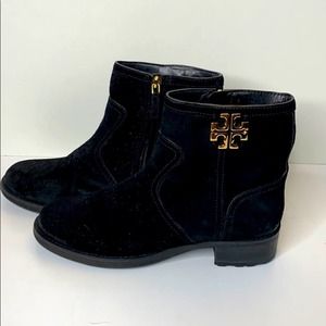 Tory Burch Black Suede Chunky Boot EUC 10